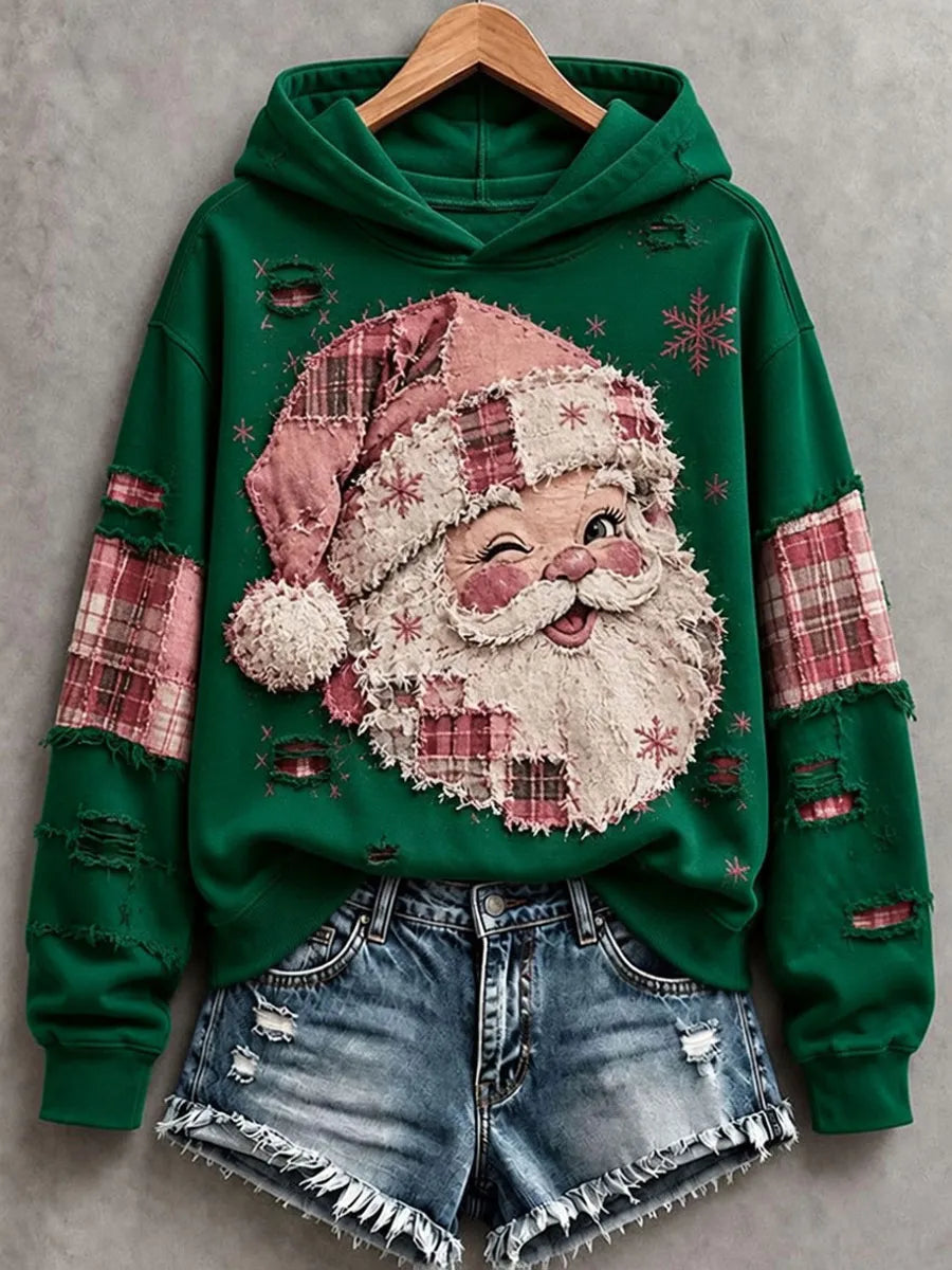 ✨Early Bird Christmas | Buy 3, Get 20% Off the Lowest-Priced Item✨Women's Vintage Pink Santa Hoodie