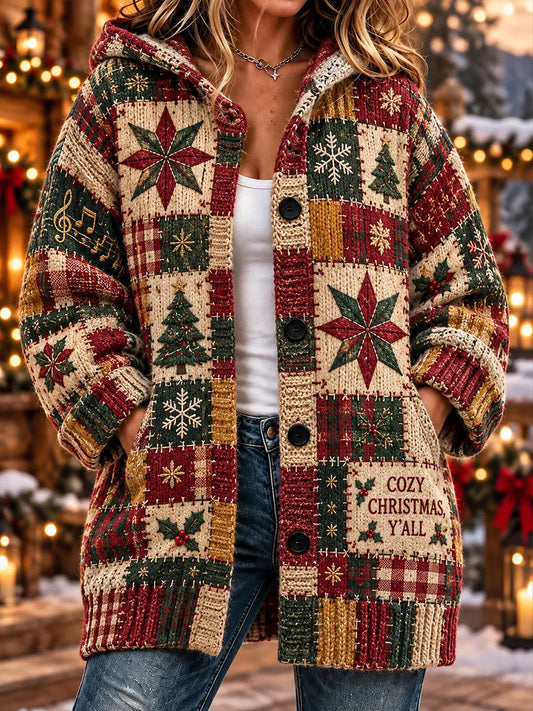 Women's Tennessee Country-Style Patchwork Knitted Cardigan