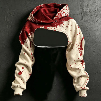 Women's Retro Halloween Bloodstain I'm Fine Print Hoodie Two-piece Set