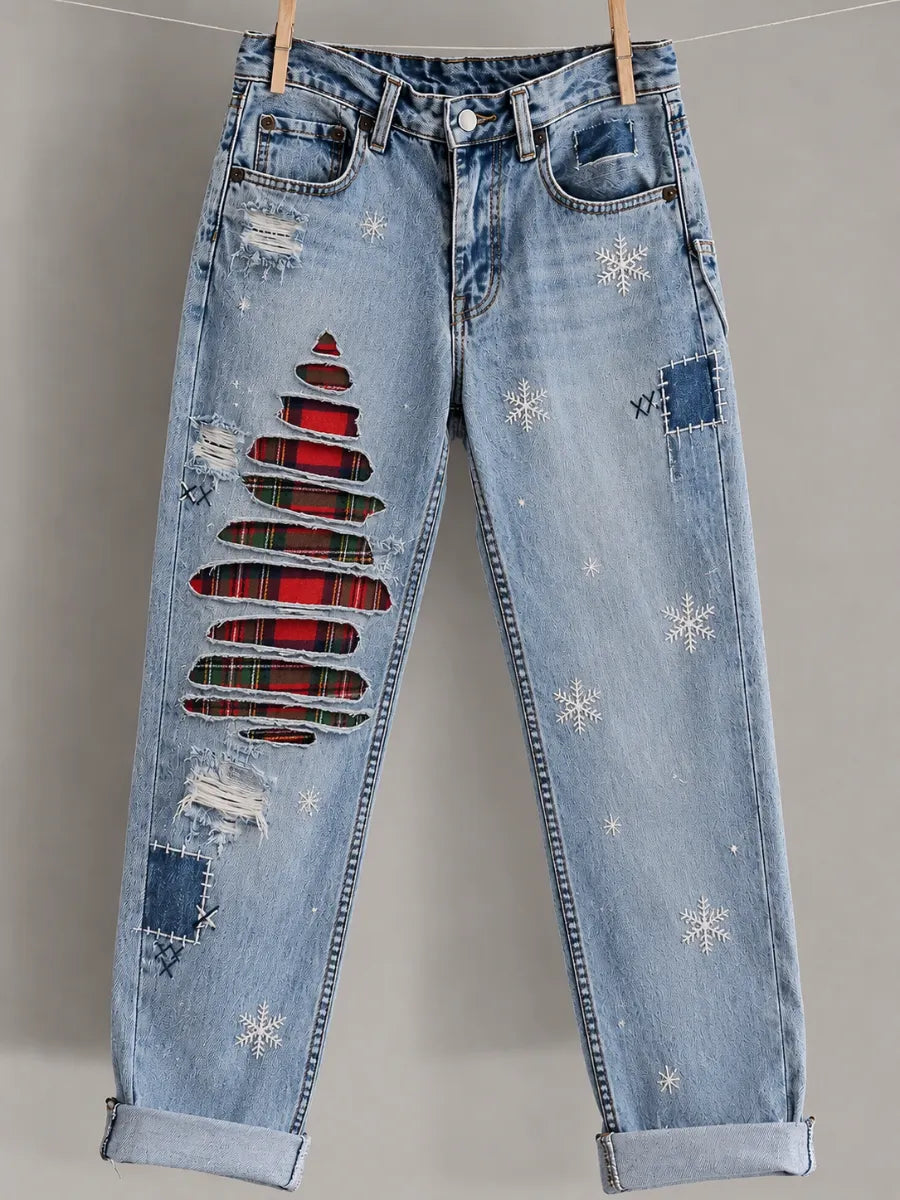 Women's Christmas Printed Casual Jeans