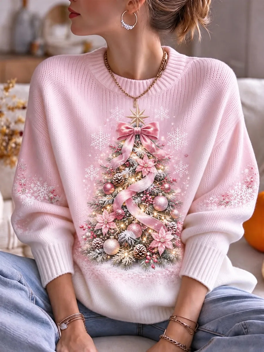Women's Christmas Tree Round Neck Top