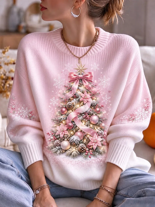 Women's Christmas Tree Round Neck Top