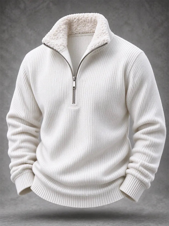 Men'S Casual Woven Zipper Wool Collar Sportswear