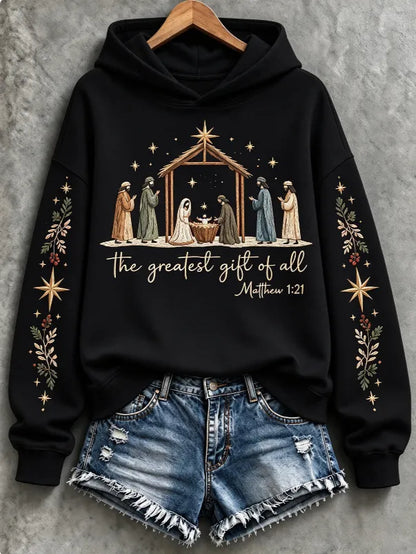 Women's Faith Print Casual Hoodie