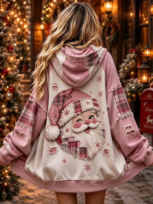 Ladies' Christmas Patchwork Pattern Retro Top