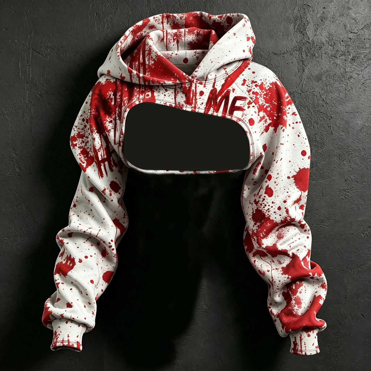 Women's Retro Halloween Bloodstain Help Handprint Print Hoodie Two-piece Set