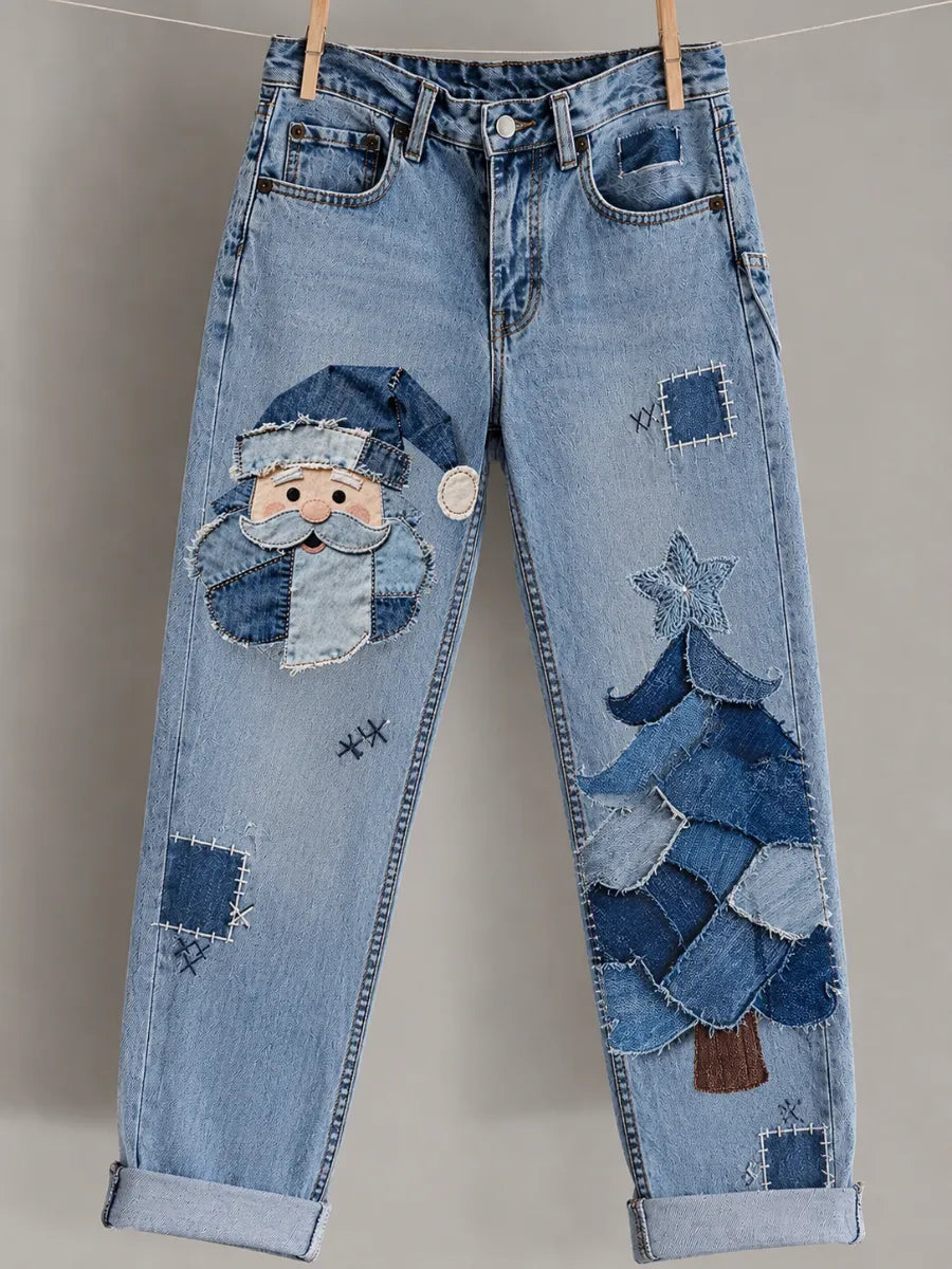 Women's Christmas Printed Casual Jeans