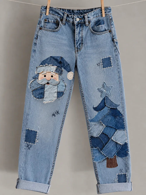 Women's Christmas Printed Casual Jeans