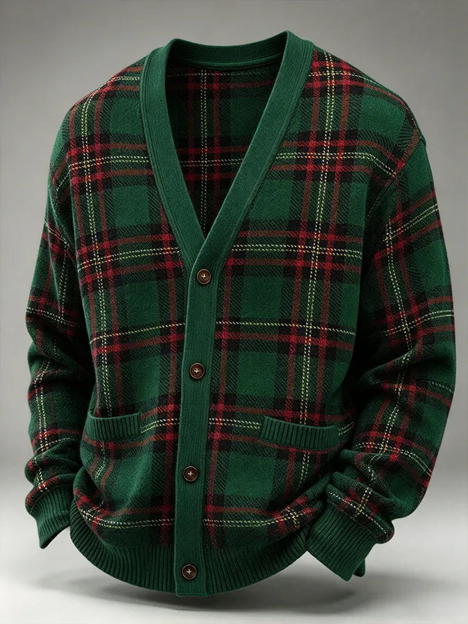 Men'S Casual Classic Checkered Cardigan Top