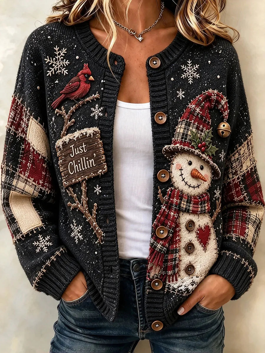 Ladies' Christmas Animal Pattern Casual Cardigan