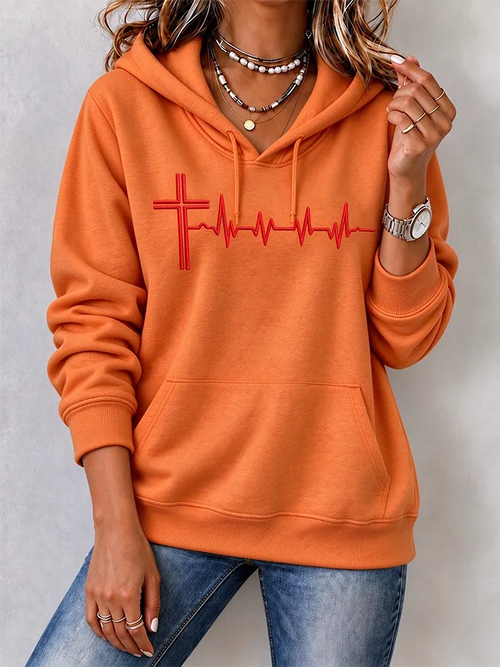 Women'S Faith Cross Printed Hoodie
