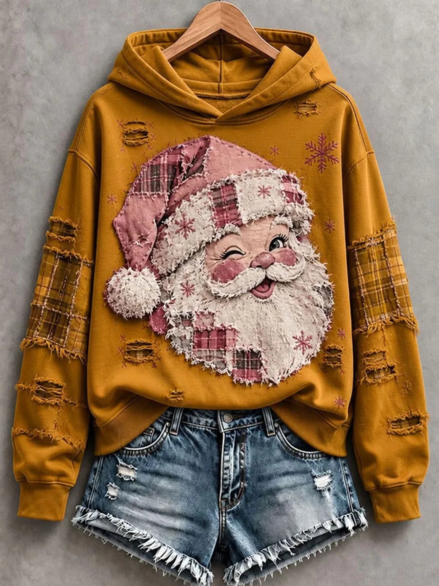 ✨Early Bird Christmas | Buy 3, Get 20% Off the Lowest-Priced Item✨Women's Vintage Pink Santa Hoodie
