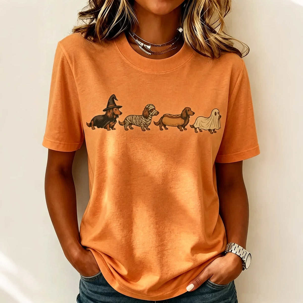 Women's Halloween Dog Print Casual T-shirt