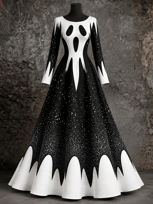 Women's Halloween Scary Face Print Maxi Dress