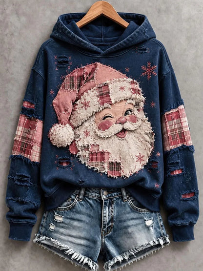 ✨Early Bird Christmas | Buy 3, Get 20% Off the Lowest-Priced Item✨Women's Vintage Pink Santa Hoodie