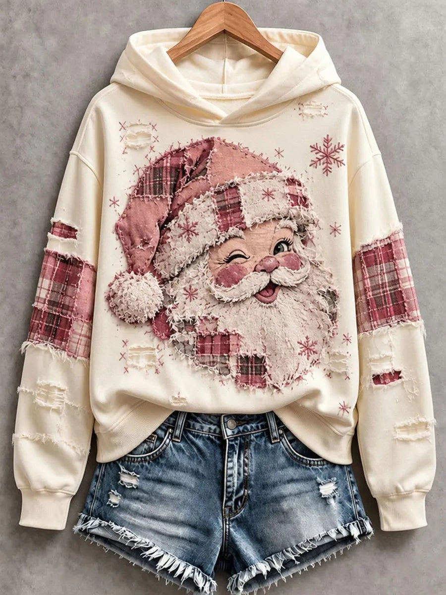 ✨Early Bird Christmas | Buy 3, Get 20% Off the Lowest-Priced Item✨Women's Vintage Pink Santa Hoodie