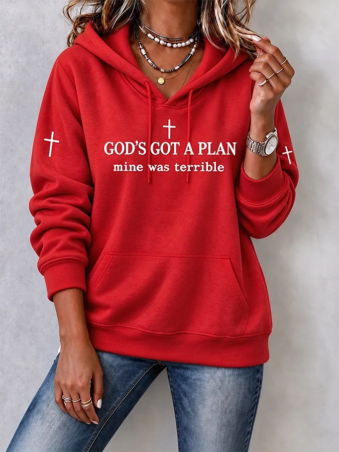 Women'S Faith Cross Print Hoodie