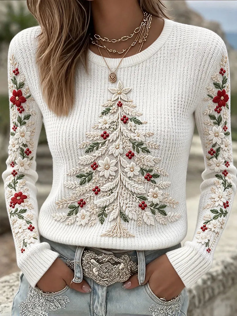 Women'S Christmas Tree Printed Casual Top