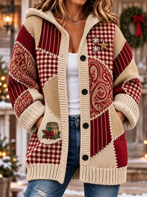 Women's Tennessee Country-Style Patchwork Knitted Cardigan