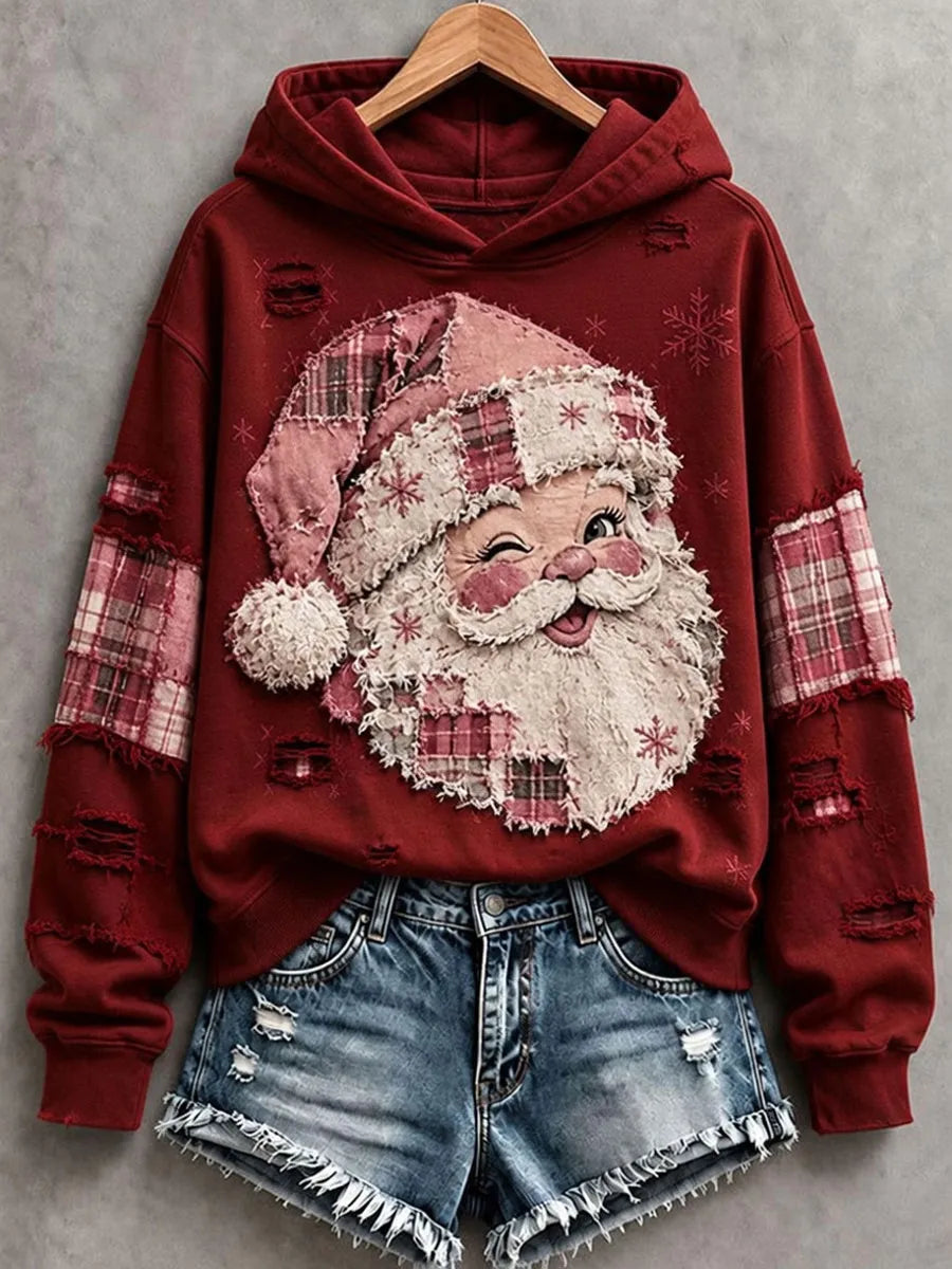 ✨Early Bird Christmas | Buy 3, Get 20% Off the Lowest-Priced Item✨Women's Vintage Pink Santa Hoodie