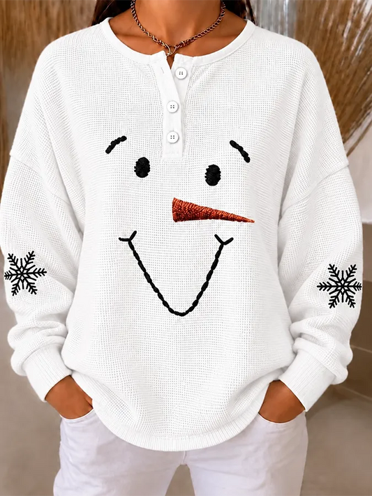 Women'S Casual Christmas Snowman Printed Top