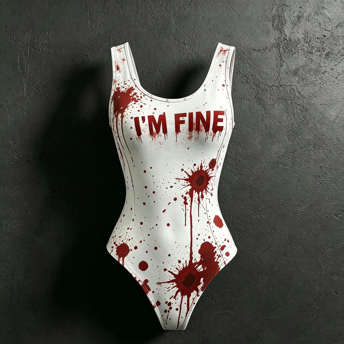 Women's Retro Halloween Bloodstain I'm Fine Print Hoodie Two-piece Set