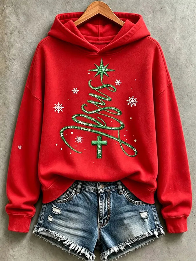 Women'S Christmas Print Casual Hoodie