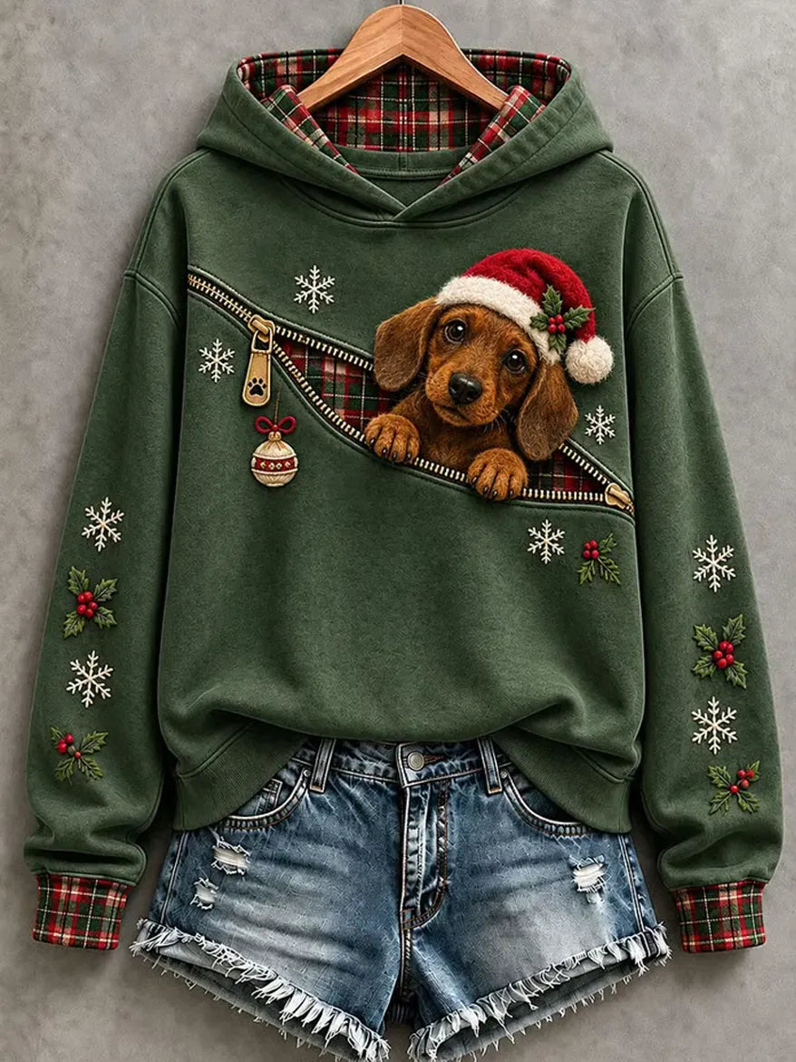 Women'S Christmas Casual Print  Hooded Sweatshirt