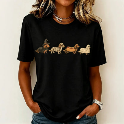 Women's Halloween Dog Print Casual T-shirt