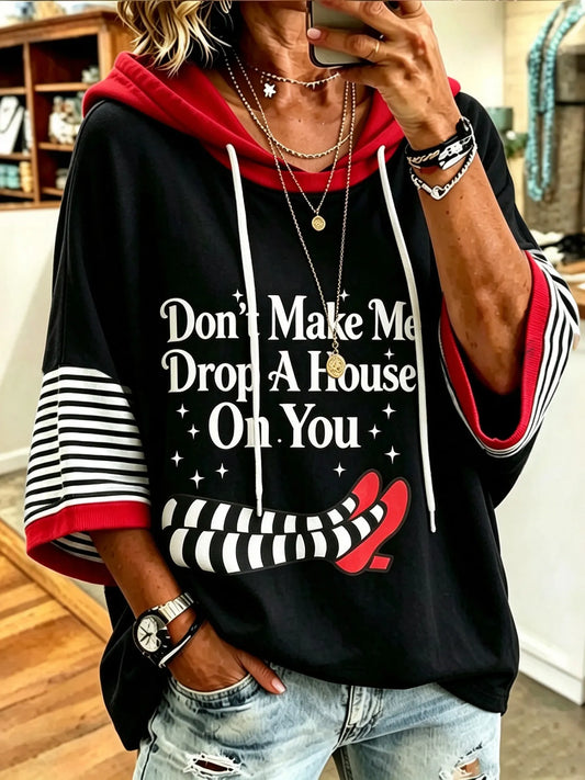 Women's Retro Halloween Striped Print Casual Hoodie