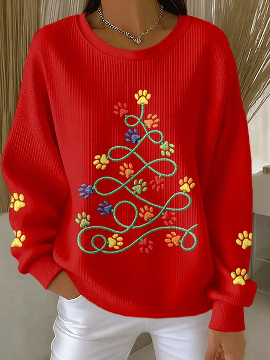 Women'S Casual Christmas Crew Neck Long Sleeve Sweatshirt