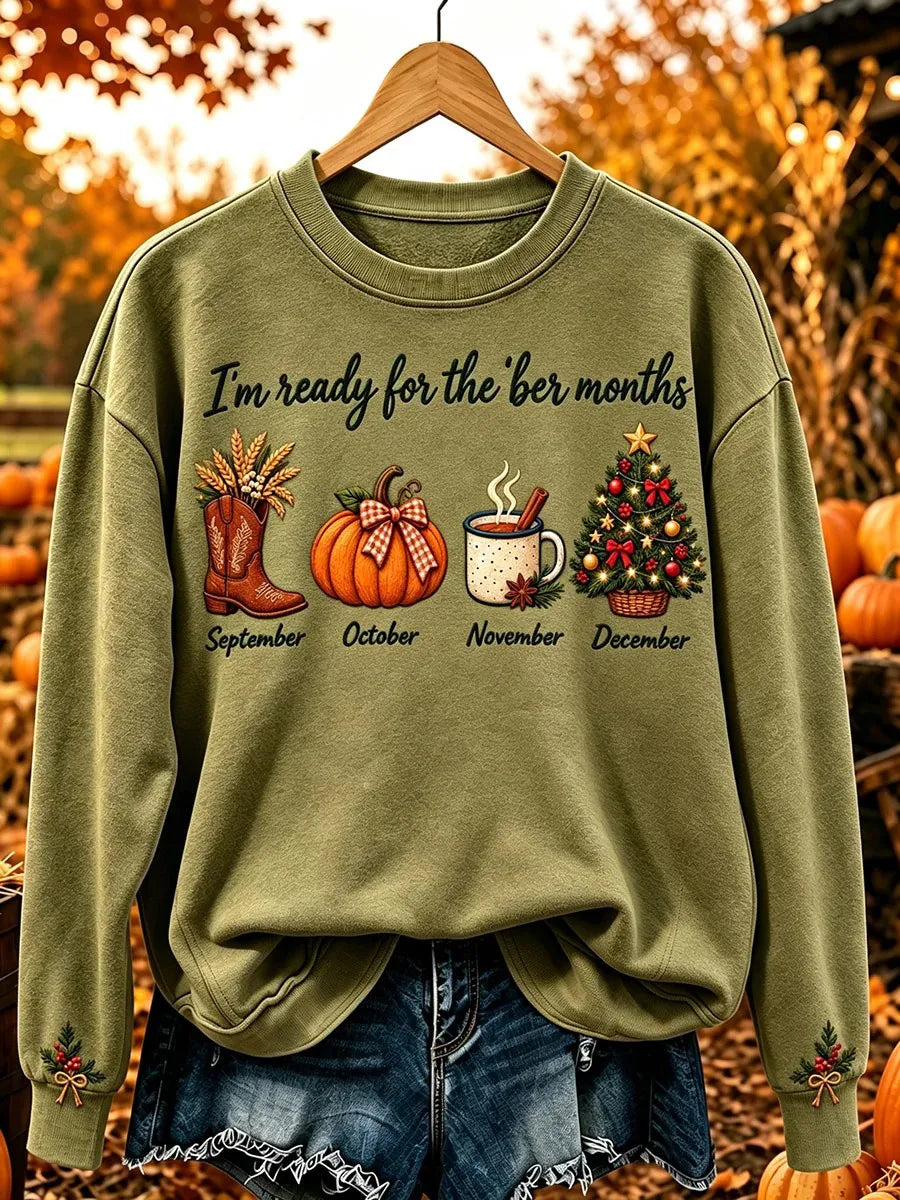 Women'S Autumn And Winter Themed Pattern Design Casual Sportswear
