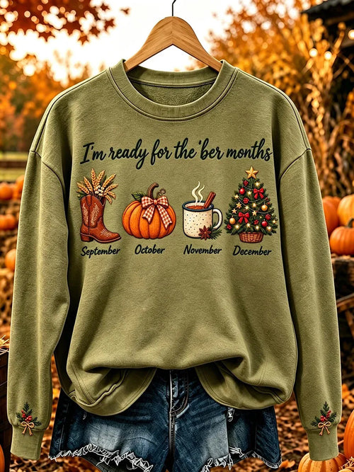 Women'S Autumn And Winter Themed Pattern Design Casual Sportswear