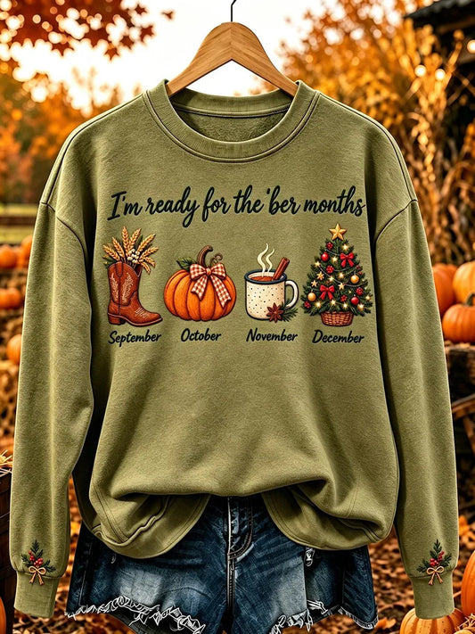 Women'S Autumn And Winter Themed Pattern Design Casual Sportswear