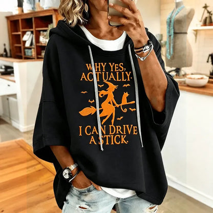 Women's Halloween Witch Print Hooded Sweatshirt