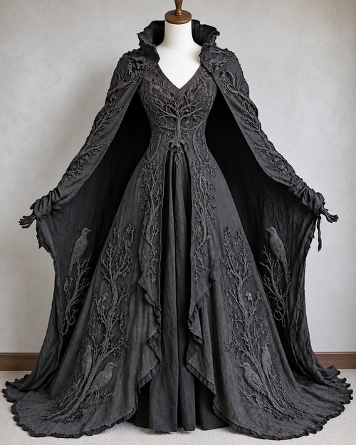 Women's Viking Raven Embroidered Dress5884
