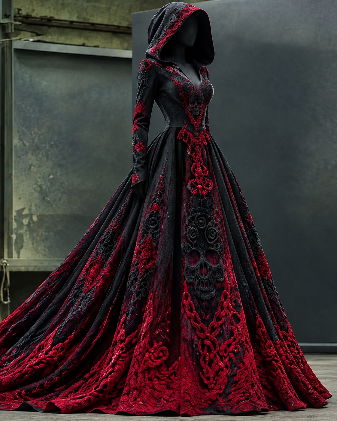 Women's Halloween-Themed Printed Hooded Dress3851