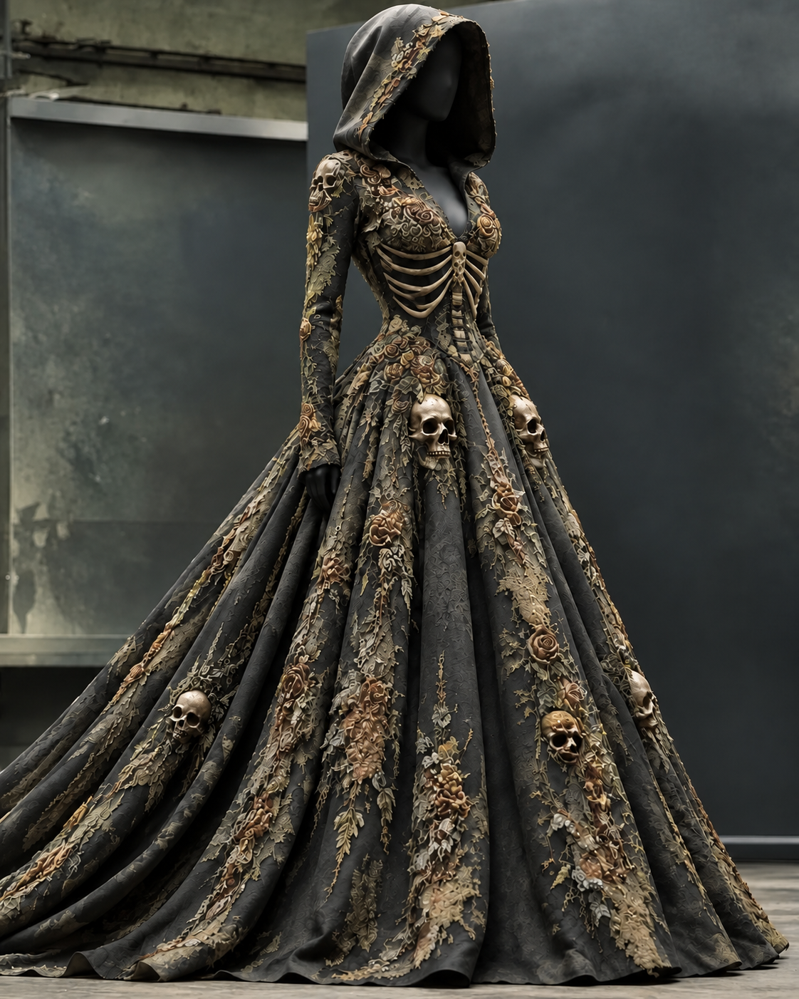 Women's Halloween-Themed Printed Hooded Dress6327