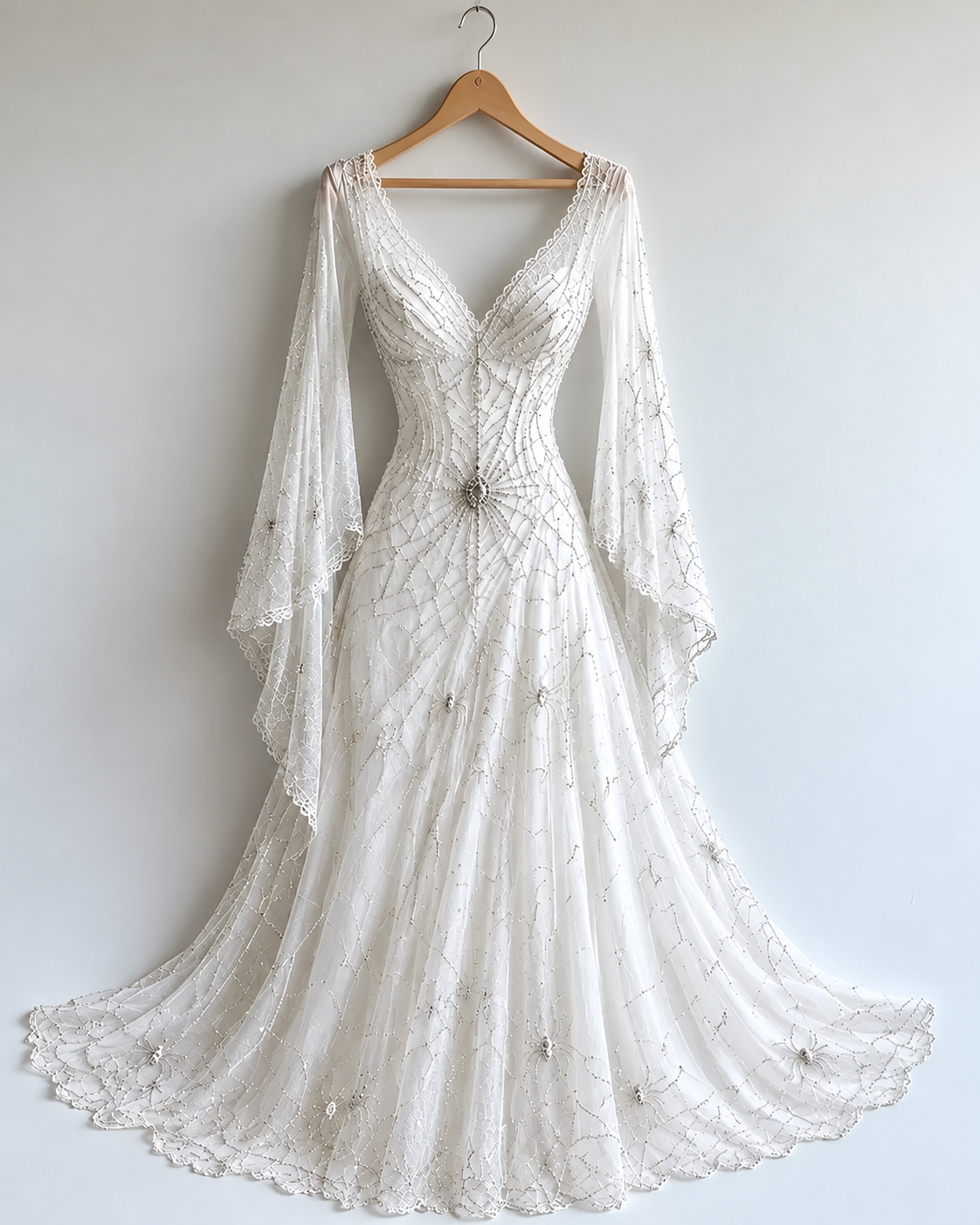 Women's Halloween-themed White witch bride costume Dress  9847