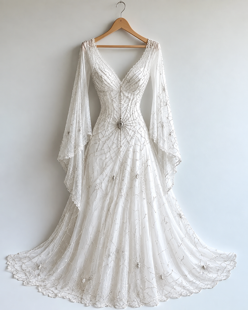Women's Halloween-themed White witch bride costume Dress  9847