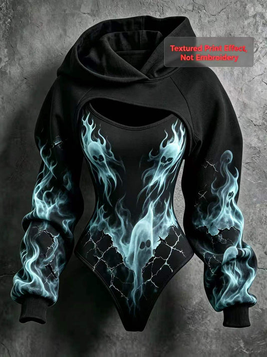 Women's Ghost Flame Hoodie Two-Piece Set
