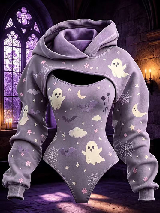 Women's Lavender Ghost Hoodie Two-Piece Set