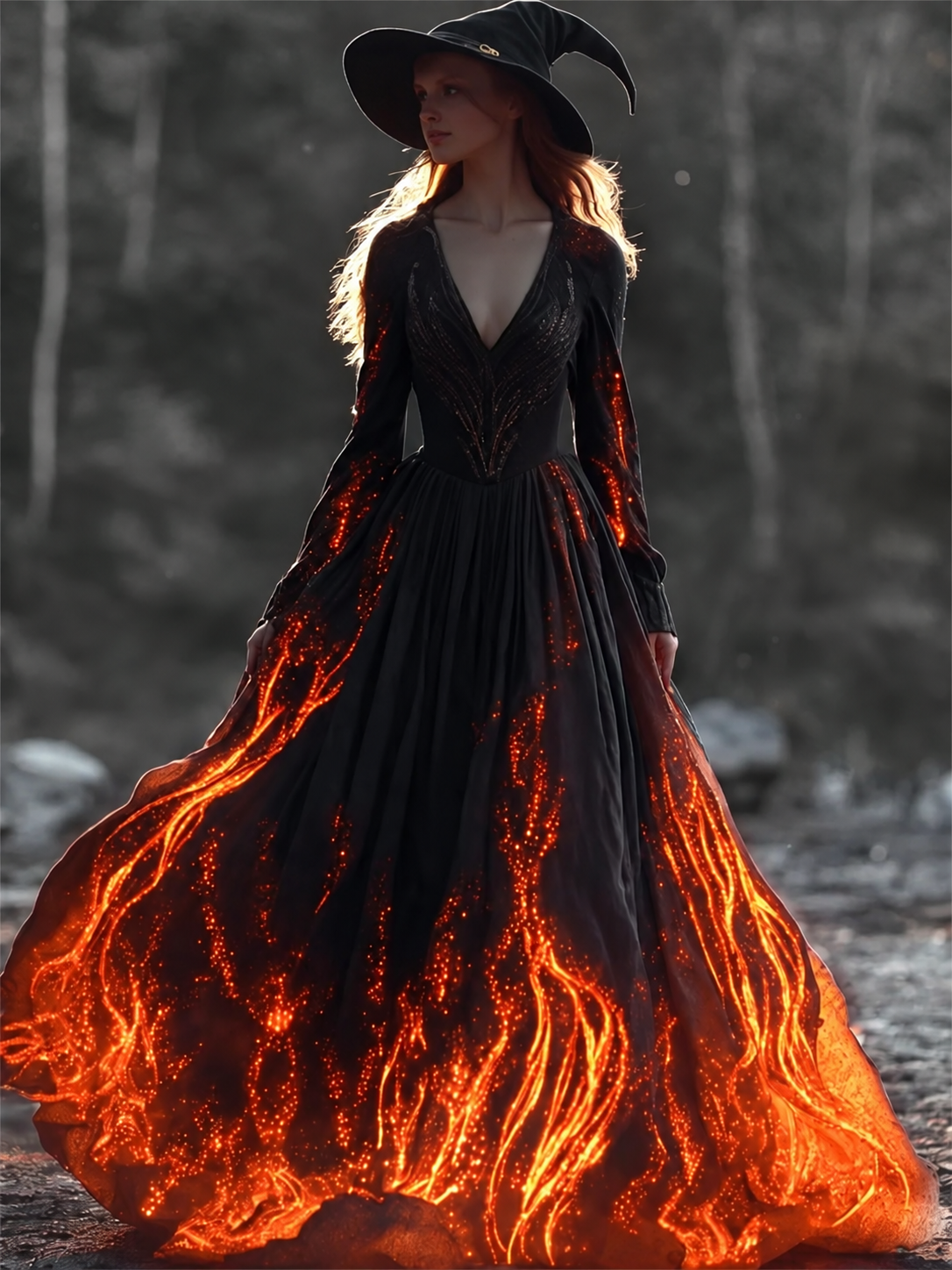 Halloween Witch You Couldn't Burn Flame Celtic Flowy Maxi Dress 368f