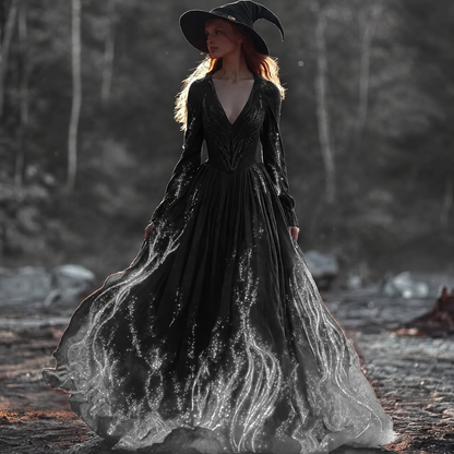 Halloween Witch You Couldn't Burn Flame Celtic Flowy Maxi Dress 368f