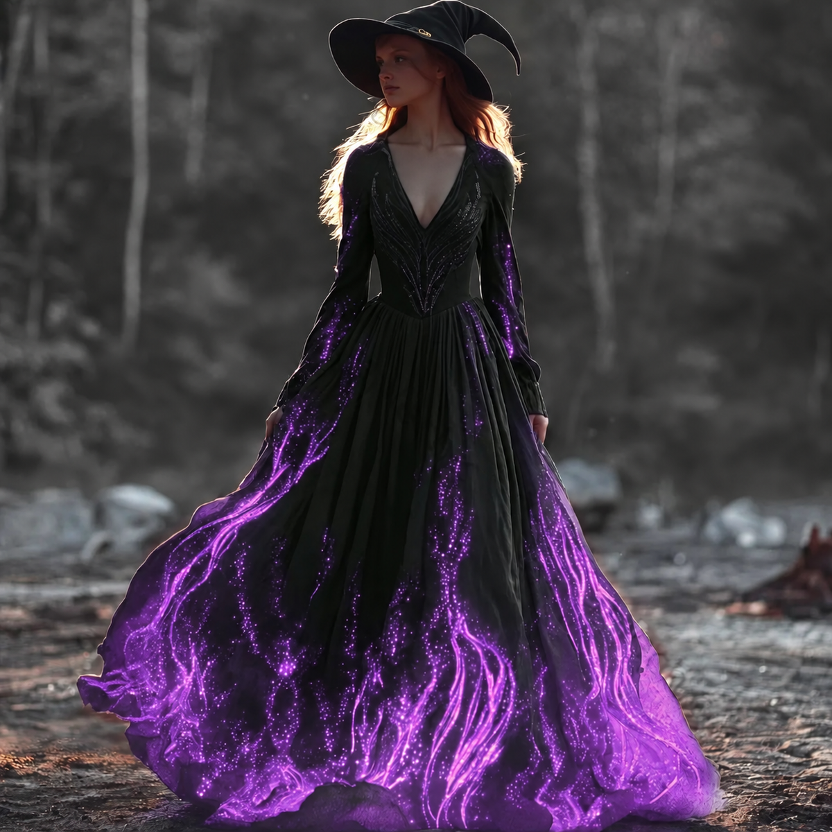 Halloween Witch You Couldn't Burn Flame Celtic Flowy Maxi Dress 368f