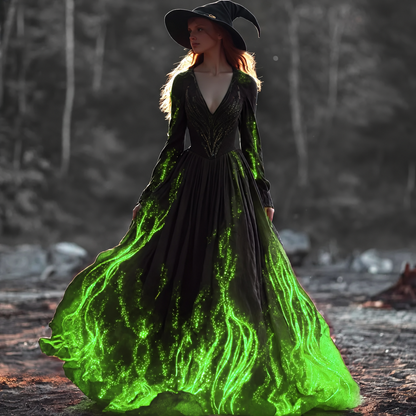 Halloween Witch You Couldn't Burn Flame Celtic Flowy Maxi Dress 368f
