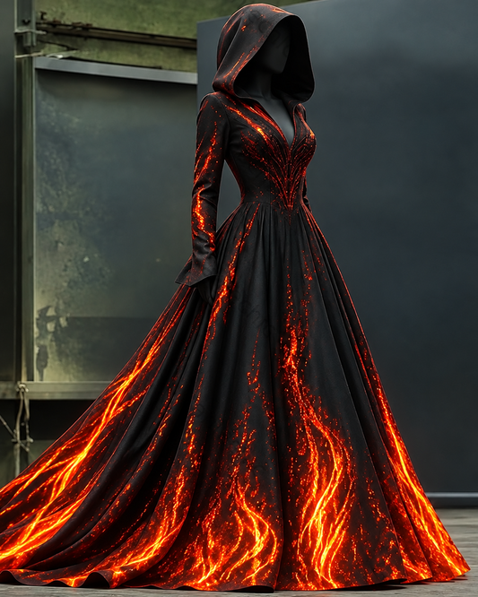 Women's Halloween-Themed Printed Hooded Dress3443