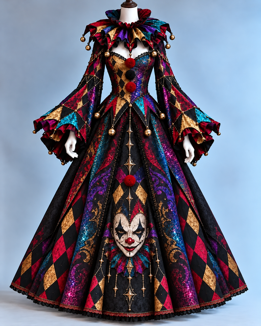 Women's costumes Halloween-themed Playful Jester Style cosplay dresses8003
