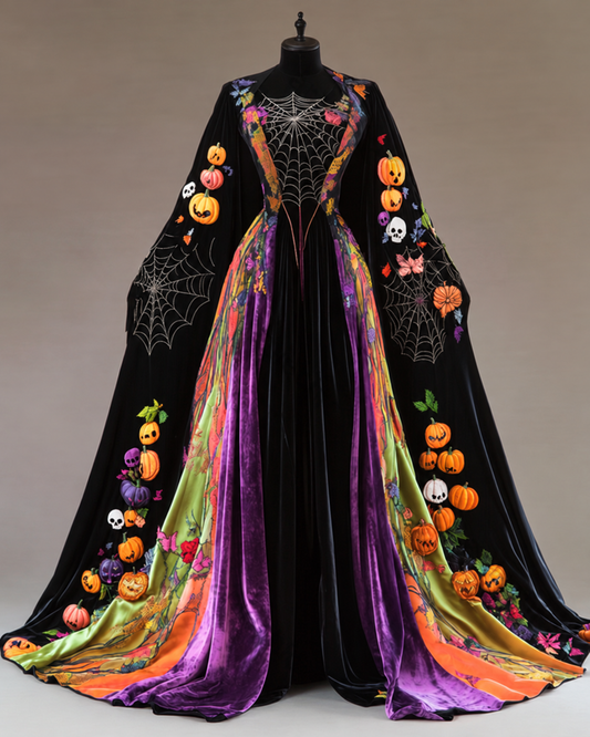 Women's Halloween Bat Wing Sleeve Contrast Color Exaggerated Cape 6be6