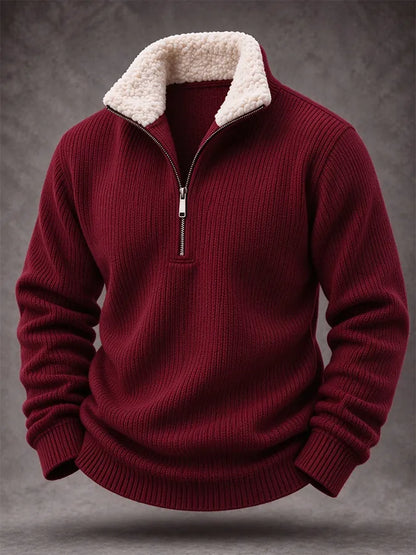 Men'S Casual Woven Zipper Wool Collar Sportswear